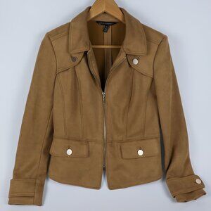 White House Black Market - Full Zip Faux Tan Suede Zip Up Jacket Size XS
